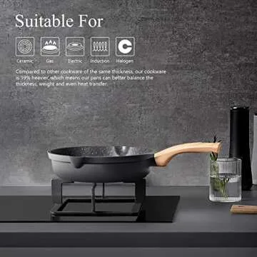 YIIFEEO Non Stick Frying Pan Set Granite Skillet Set with 100% PFOA & PTFE Free, Induction Egg Omelette Pans for Cooking Pan Set, Cookware Set Nonstick Pots and Pans Set Gift for Women