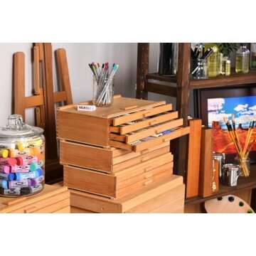 Cezanne Creative Mark Pastel Storage Box: 4-Drawer Birch Wood Organizer