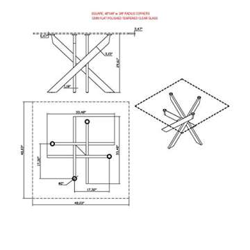 Milan Petra Clear/Chrome Jax-Style Square Glass Dining Table