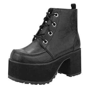 T.U.K. Shoes A8663L Womens Platforms, Distressed Ankle Nosebleed Boot - Vegan Style