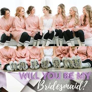 WIFFGO Bridesmaid Gifts For Women Her Bachelorette Party Favors Engagement Fuzzy Socks Cute Bride So...