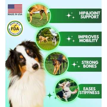 Pawious Hip and Joint Chews for Dogs - Glucosamine for Dogs - Dog Joint Pain Relief - Chondroitin, MSM, Turmeric, Hemp Oil Treats - Advanced Support Dog Joint Supplement Health - Mobility Bites