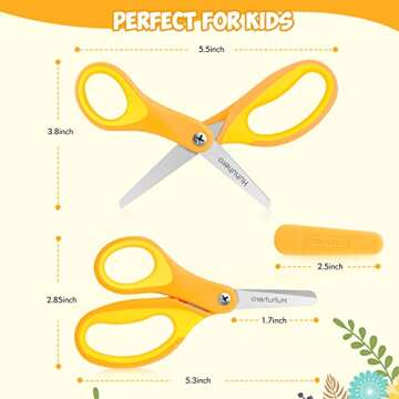 Huhuhero Kids Scissors, 5'' Small Child Scissor Blunt Tip with Cover, Safety Toddler Craft School Cutting Paper Scissors for Kid Age 4-7 8 9, Assorted Colors, 4 Pack
