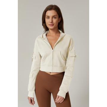 Stylish QINSEN Full Zip Cropped Hoodie with Cargo Pockets