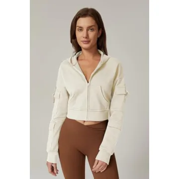Stylish QINSEN Full Zip Cropped Hoodie with Cargo Pockets