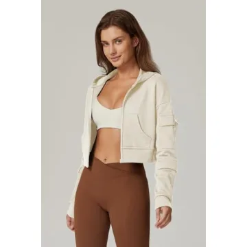 Stylish QINSEN Full Zip Cropped Hoodie with Cargo Pockets