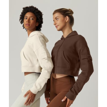 Stylish QINSEN Full Zip Cropped Hoodie with Cargo Pockets