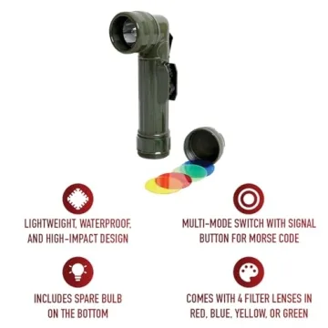 Rothco G.I. Type D-Cell Flashlight with Colored Lenses