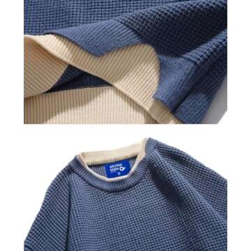 Oversized Knit Sweater Solid Vintage Pullover Sweater Unisex Woven Crewneck Knitted Tops