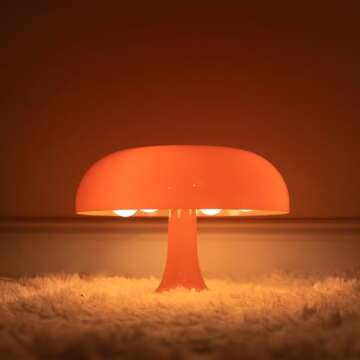 Huga Collective Mandarin Dream Table Lamp | Orange Mushroom Lamp with Vintage and Retro Vibe | Mid Century Modern Retro Mushroom Table Lamp for Ambient Lighting | Vintage Table Lamp