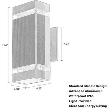 LMP 2 Packs Dusk to Dawn Outdoor Lighting, Wall Sconce with 5w LED Bulbs, Outside Lights for House IP65 Waterproof Aluminum Up and Down Outdoor Lights for House, Garage, Porch, Doorway