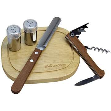 Picnic Backpack for 4 | Picnic Basket | Stylish All-in-One Portable Picnic Bag with Complete Cutlery Set, Stainless Steel S/P Shakers | Picnic Blanket Waterproof Extra Large| Cooler Bag for Camping