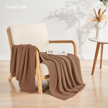 CozeCube Caramel Brown Throw Blanket - Soft Cozy Knit