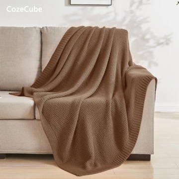 CozeCube Caramel Brown Throw Blanket - Soft Cozy Knit
