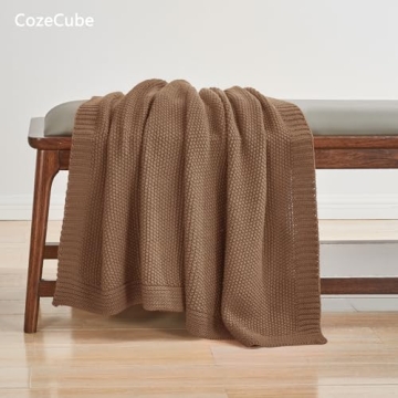 CozeCube Caramel Brown Throw Blanket - Soft Cozy Knit