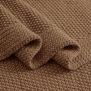 CozeCube Caramel Brown Throw Blanket - Soft Cozy Knit