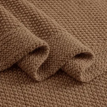 CozeCube Caramel Brown Throw Blanket - Soft Cozy Knit