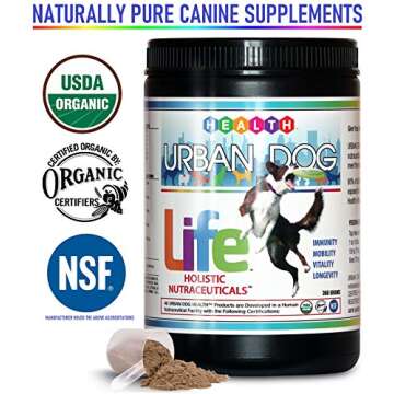 NATURALLY Pure LIFE Dog Supplements: Probiotics for Dogs, Digestive Enzymes for Gut & Immune Health plus dog vitamins. Organic SUPERFOOD ANTIOXIDANTS; Combats free radicals. 360 grams