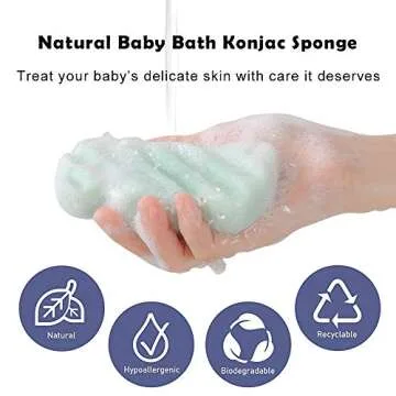 KECUCO 3 Pcs Konjac Bath Sponge for Kids, Babys, Infant, Toddler, 100% All Natural KONJAC Shower Body Sponges, 3 Colors and Extra Large Size, Safe for Oily, Dry, Combination or Sensitive Skin