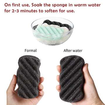 KECUCO 3 Pcs Konjac Bath Sponge for Kids, Babys, Infant, Toddler, 100% All Natural KONJAC Shower Body Sponges, 3 Colors and Extra Large Size, Safe for Oily, Dry, Combination or Sensitive Skin