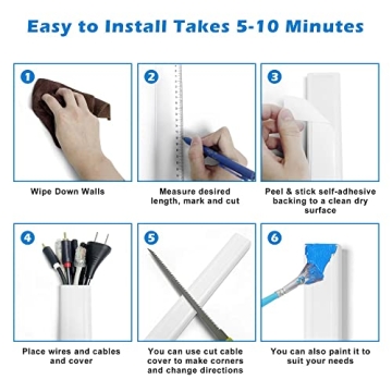 TV Cord Hider - 39in(3xL13in) Cord Covers for Wall Mounted TV Cable Hider Wall Kit | Wire Hiders for TV on Wall, Wire Covers for Cords, Cord Concealer Hide Cords, 1.5" W*0.75" H, White