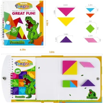 FOOZZILLA Magnetic Tangram Puzzle Set for Fun Learning