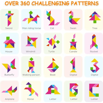 FOOZZILLA Magnetic Tangram Puzzle Set for Fun Learning