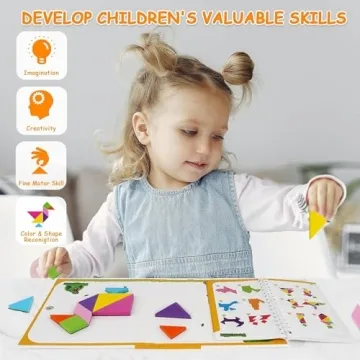 FOOZZILLA Magnetic Tangram Puzzle Set for Fun Learning