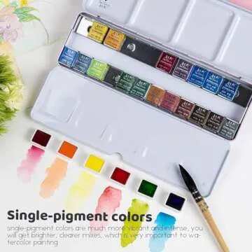Paul Rubens Professional Watercolor Paint Set Artist Grade, 24 Vivid Colors with Portable Metal Box for Artists, Beginners, Hobbyists, Students