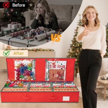 Criusia Christmas Gift Wrapping Paper Organizer - Space-Saving Storage for 24 Rolls