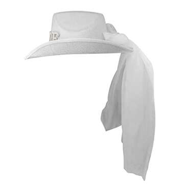 Nicky Bigs Novelties Cowboy Hat and Veil Bachelorette Party White Cowgirl Hat Bridal Shower Wedding ...