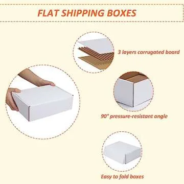 HORLIMER 10x7x3 inches Shipping Boxes Set of 25, White Corrugated Cardboard Box Literature Mailer, 25 Stickers Included