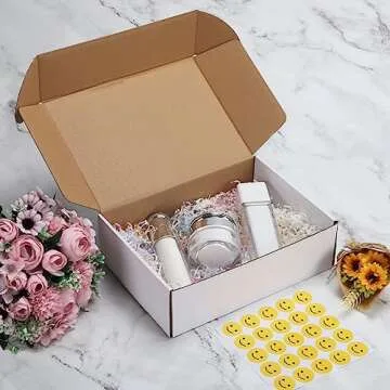HORLIMER 10x7x3 inches Shipping Boxes Set of 25, White Corrugated Cardboard Box Literature Mailer, 25 Stickers Included