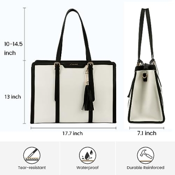 LOVEVOOK Stylish Canvas Laptop Tote Bag 15.6 inch