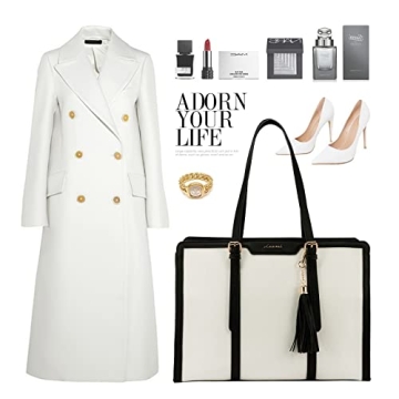 LOVEVOOK Stylish Canvas Laptop Tote Bag 15.6 inch