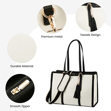 LOVEVOOK Stylish Canvas Laptop Tote Bag 15.6 inch