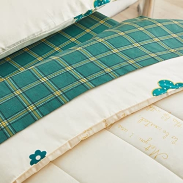 Joyreap Cotton Toddler Bedding Set Green Flowers Print