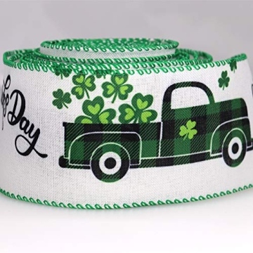 Wired Edge Green Plaid Ribbon for St. Patrick’s Day Crafts