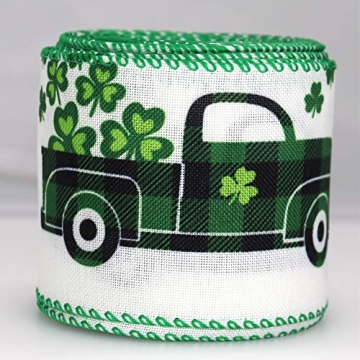 Wired Edge Green Plaid Ribbon for St. Patrick’s Day Crafts