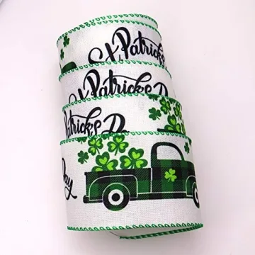 Wired Edge Green Plaid Ribbon for St. Patrick’s Day Crafts