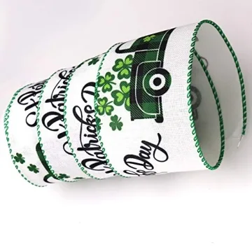 Wired Edge Green Plaid Ribbon for St. Patrick’s Day Crafts