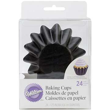 Wilton 24-Pack Wave Baking Cups - Stylish Black Design for Perfect Treats
