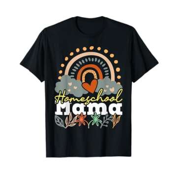 Homeschool Mama - Homeschooling Mom Rainbow Teach At Home T-Shirt