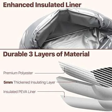 Bagseri Insulated Lunch Bag Women - Lunch Bag for Women Men Reusable Lunch Box Leakproof Thermal Cooler Sack Food Handbags Case High Capacity for Work and Picnic (Black White Stripe)