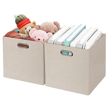Sturdy Foldable Storage Bins - Set of 2, 13x13 Inches