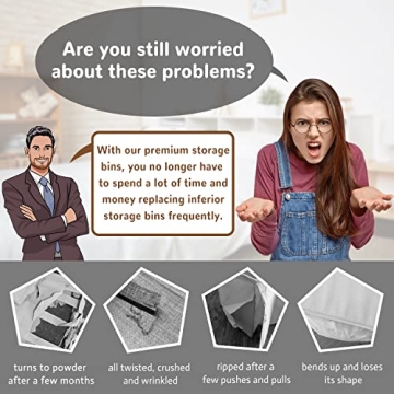 Sturdy Foldable Storage Bins - Set of 2, 13x13 Inches