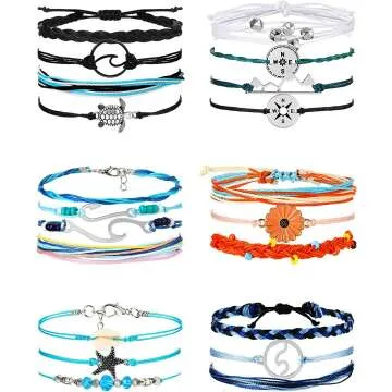 Surfer Wave Bracelet Set - 21 Adjustable Pieces
