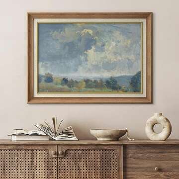 SIGNFORD Premium Framed Wall Art Print Vibrant Blue Sky Emerald Green Forest Nature Wilderness Fine ...