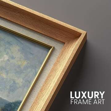 SIGNFORD Premium Framed Wall Art Print Vibrant Blue Sky Emerald Green Forest Nature Wilderness Fine Art Farmhouse/Country Decorative Rustic Vintage Antique Classic for Bedroom - 26"x36" Natural