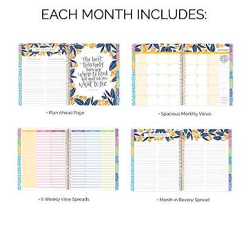 bloom daily planners Undated Academic Year Teacher Planner & Calendar - Lesson Plan Organizer Book (9" x 11") - Learn with Joy